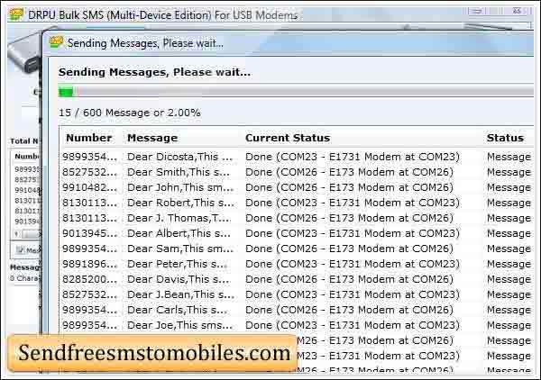 Screenshot of Send Free SMS Modem