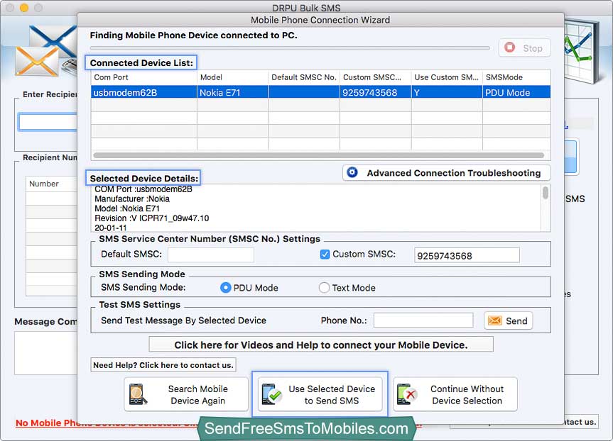 Mac Bulk SMS Software for GSM Mobile