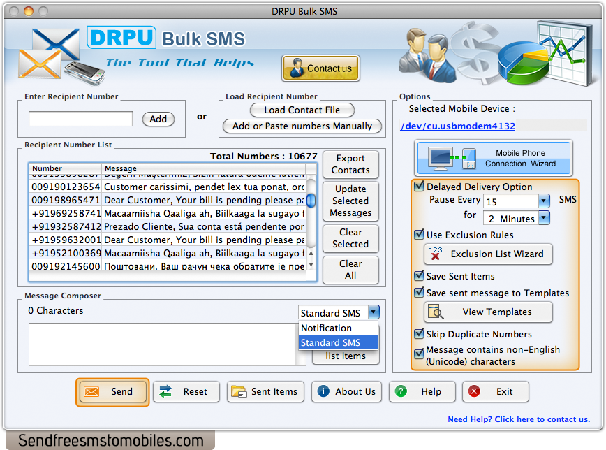 Mac Bulk SMS Software for GSM Mobile