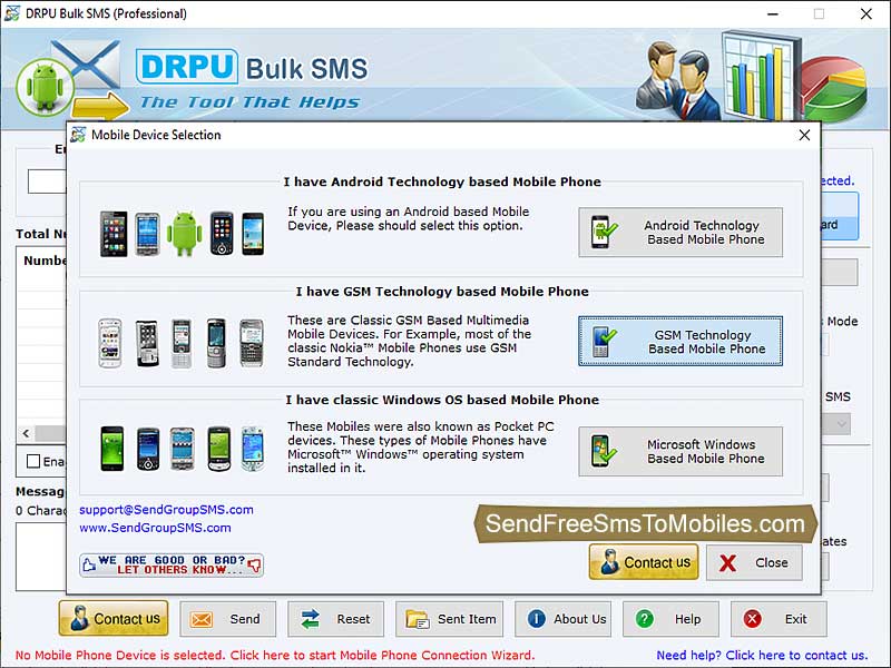 Screenshot of Send Bulk Text Messages