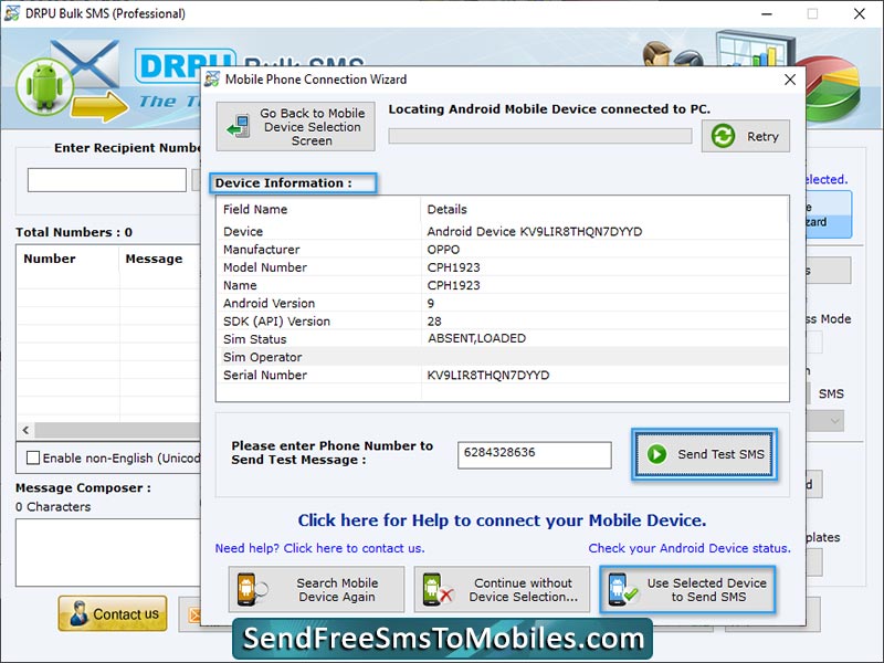 Screenshot of Send Free SMS to Mobiles Software