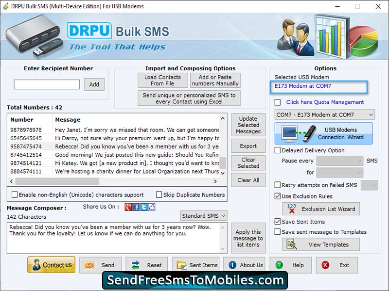 Screenshot of USB Modem Bulk SMS Software