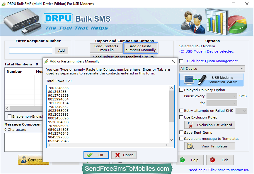 Add or Paste Numbers Manually